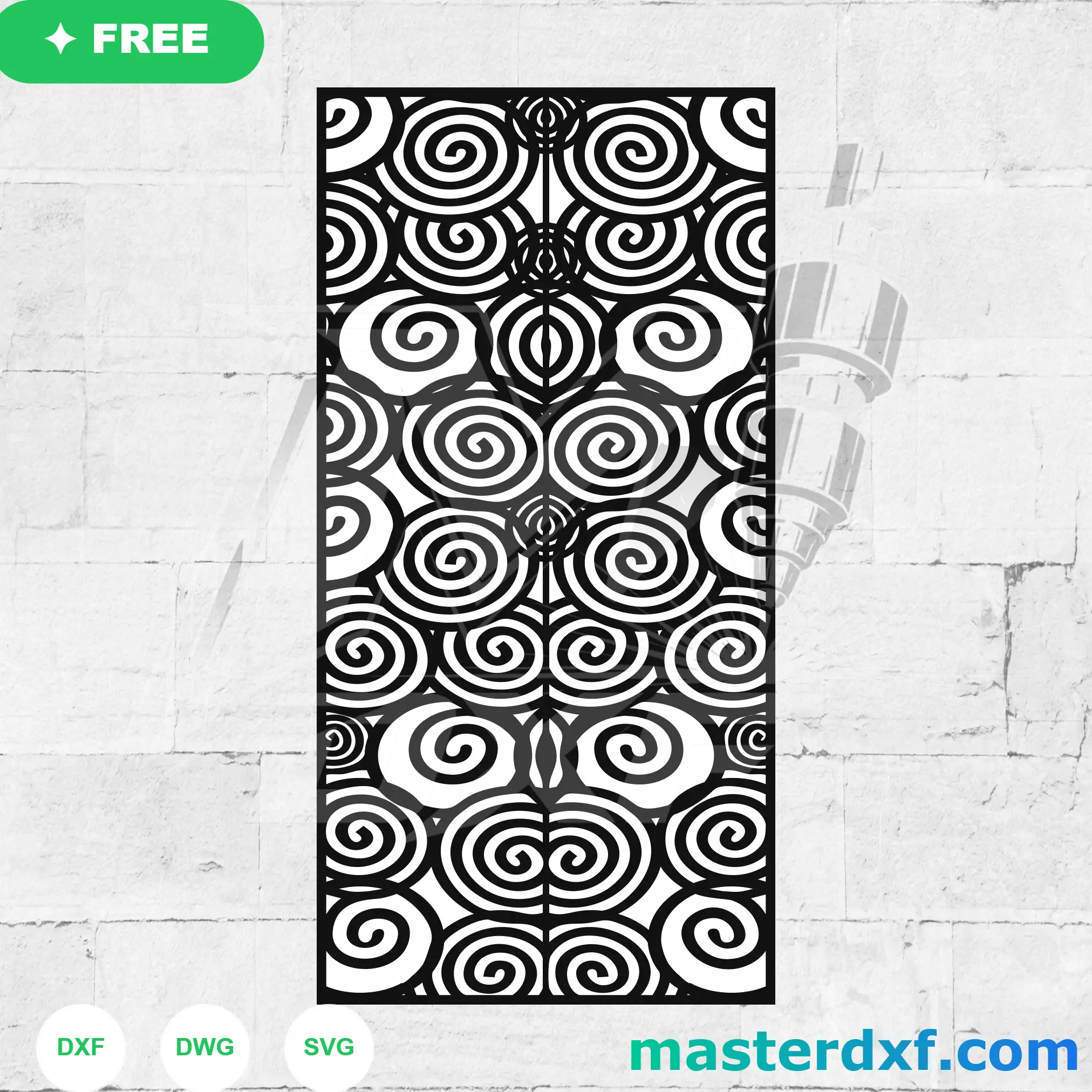 Mirrored Spiral Swirl DXF Pattern for Statement Screens DXF File